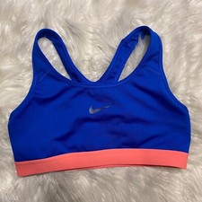 Nike Medium Sports Bra Blue Wireless Pullover Racerback Dri Fit Swoosh