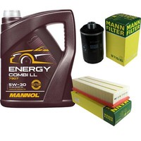 MANN-FILTER Inspektionspaket 5L Mannol Energy Combi Ll 5W-30 FüR Audi A3 1.8