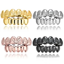 14k Gold Plated Hip Hop Teeth Grillz Top Bottom Gold Custom Grills Set Mouth Fit