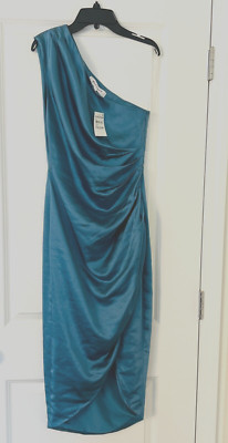 ELLIATT Cassini Dress Blue Draped Ruched Satin One Shoulder NWT S Small  189$ | eBay