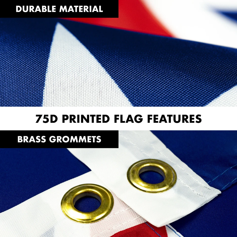 NUEVO G128 Juego de Bandera y Asta de Bandera de Australia, 6FT Poste de Plata y 3x5FT Bandera Impresa Foto 4 de 4