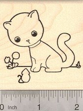 Cat and Mouse Rubber Stamp, Kitten J21210 WM