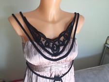 Molton Rose Pink Black Pleated Sleeess Dress UK 8 100% Silk