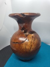 Vintage Burl Wood Vase Or Candle Holder Vintage Handmade Live Edge 8.75 Inch