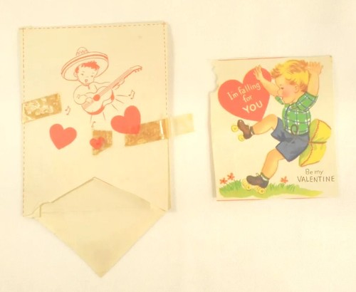 Valentine Card With Holder Boy Skating I'm Falling For You 1930s ...
