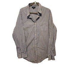 Croft  Barrow Mens Sz XL Blue White Striped Long Sleeve Dress Shirt
