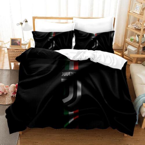Juventus Football Club Logo Black Quilt Duvet Cover Set Bedding Bedroom Decor - Picture 1 of 2