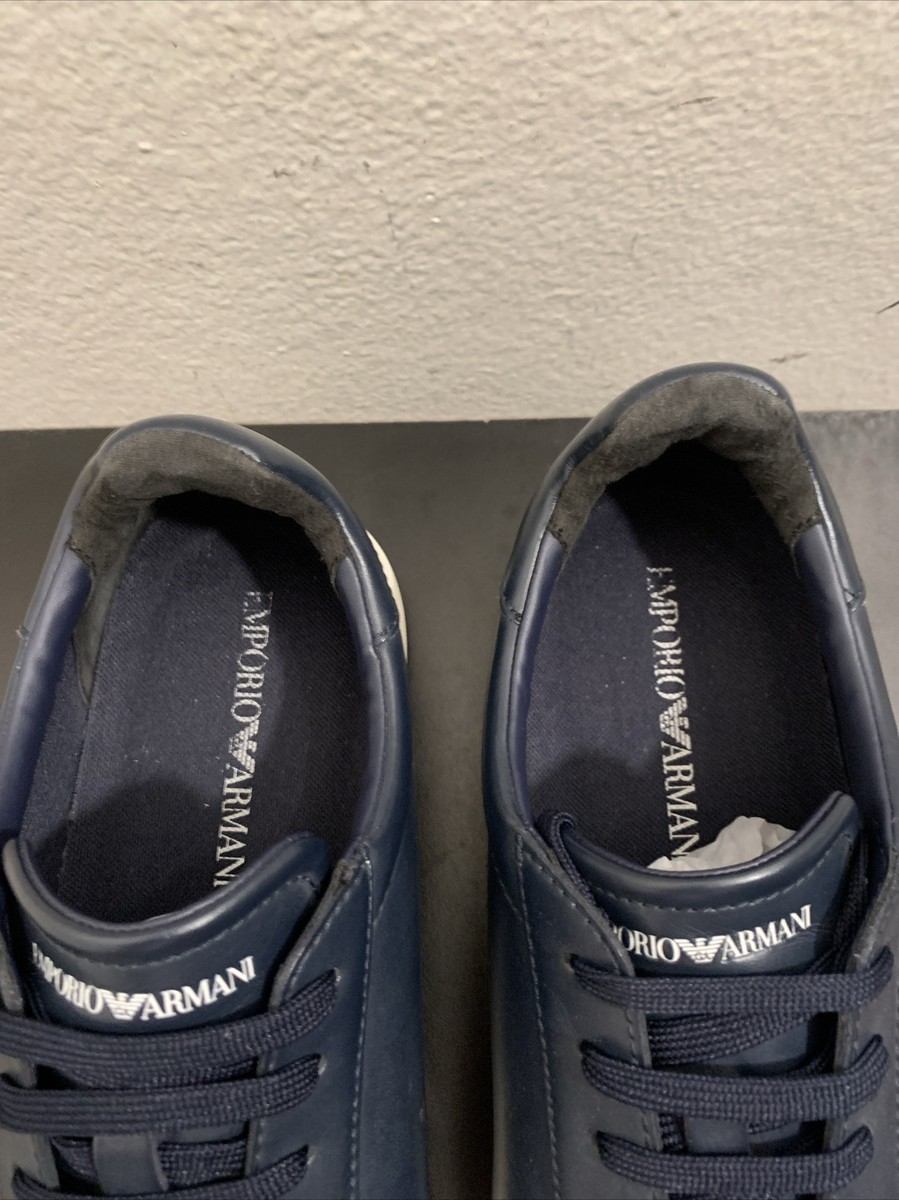 Giorgio Armani Emporio Mens Navy Ace Leather Sneakers US Size 12