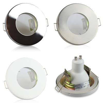 LED Einbaustrahler GU10 Badezimmer Einbaurahmen gebürstet flach rund Dusche IP44