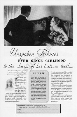 1928 Colgate Toothpaste Magazine Ad Great Wall Decor Idea! Features Maryland Lee