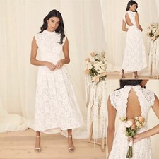 NWT Lulu’s White Lace Sweetest Love Story Maxi Dress Wm Sm Keyhole Party Formal
