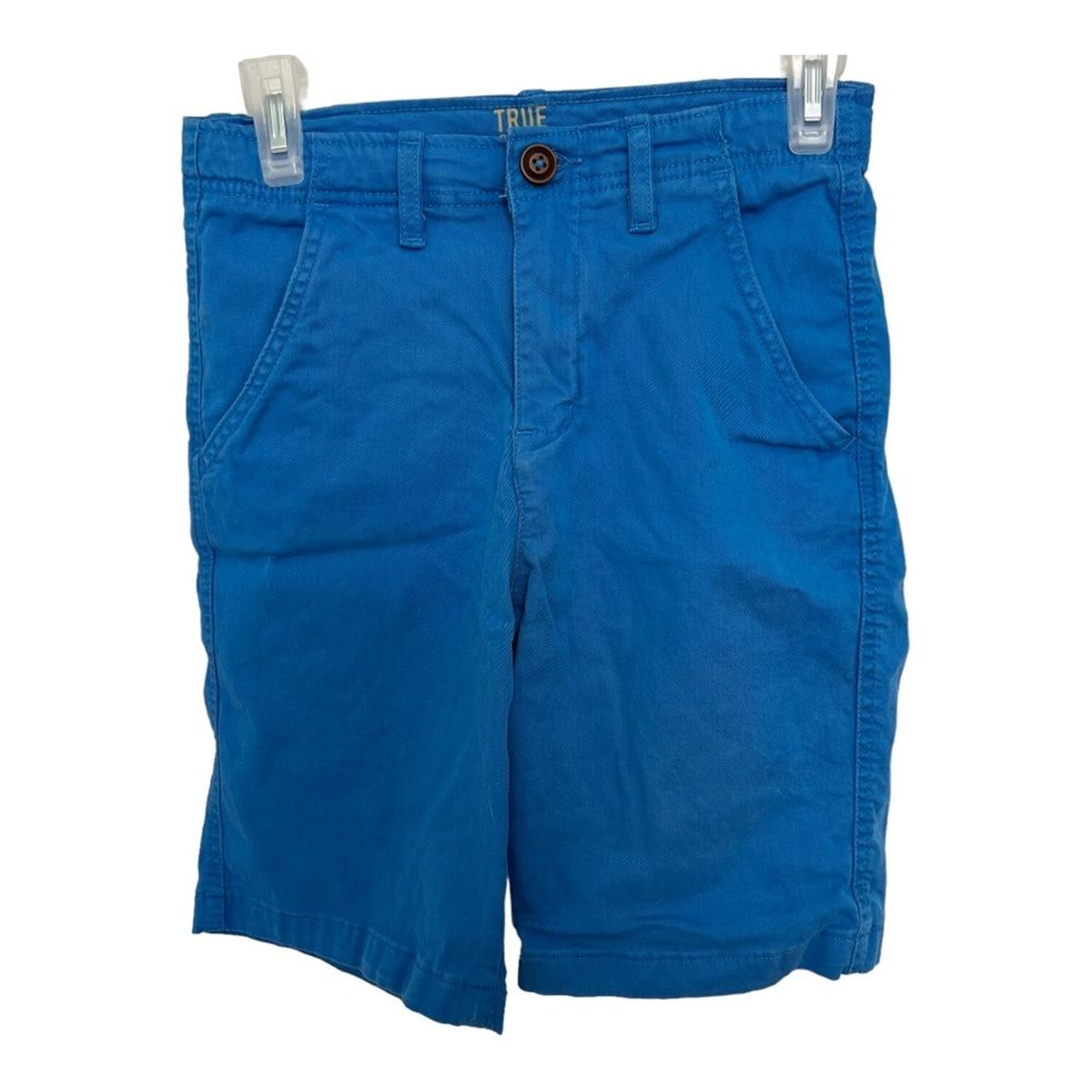 True Craft Boys Chino Shorts Cotton Blend Slash Pockets Flat Front Blue Size 16