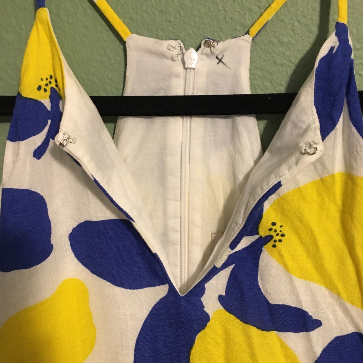 Halter Dress Loft Ann Taylor Lemon Print Blue Yellow MIDI Size 0 | eBay