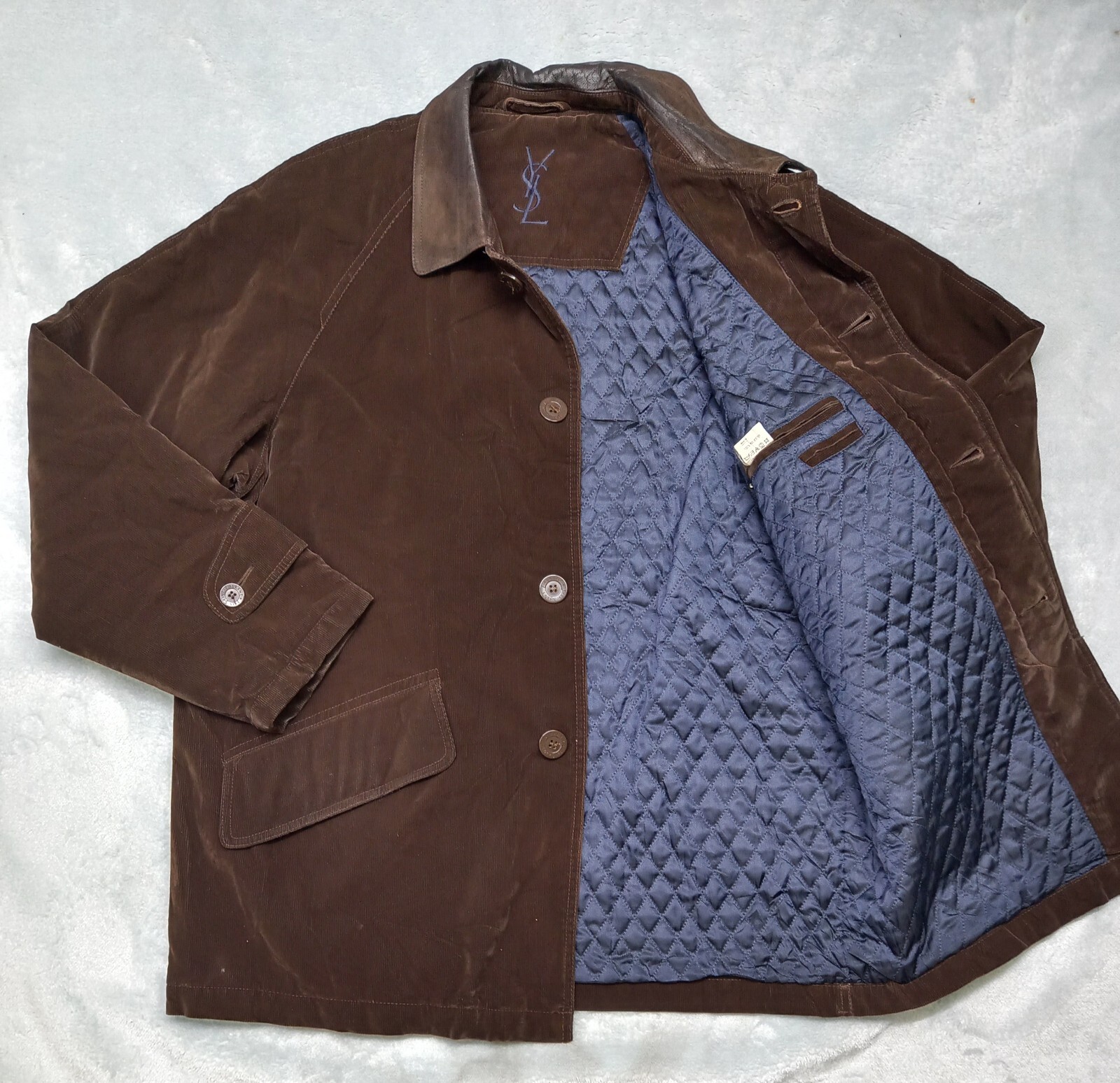 Yves Saint Laurent YSL Cappotto Uomo Morbido Giacca Marrone Soprabito Foderato Taglia L