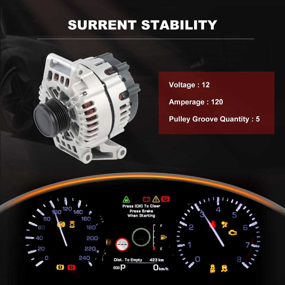 Alternator for Pontiac G6 2006-2008 Grand Am 2005 Solstice 2006-2009 120A 12V Foto 3 de 4