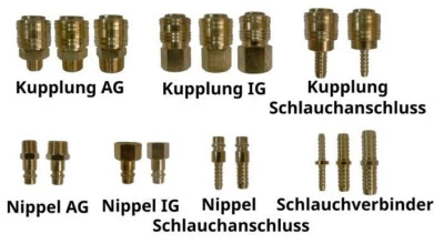 Druckluftkupplung Schnellkupplung Stecknippel Stecker Tülle Messing Schlauchverb - Bild 1 von 2