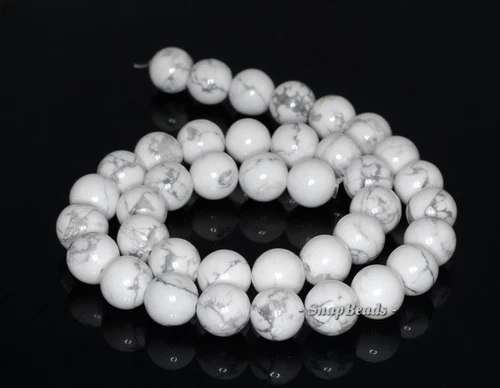 WHITE TURQUOISE HOWLITE GEMSTONE GRADE A ROUND 8MM LOOSE BEADS 7inch - Picture 4 of 4