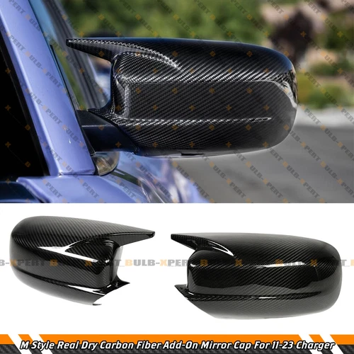 FOR 11-23 DODGE CHARGER M STYLE REAL CARBON FIBER SIDE MIRROR COVER CAP OVERLAY