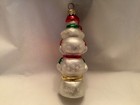 Vintage Snowman Totem Pole Hand Blown Glass Ornament Made In Poland Vintage 6” — photo 2