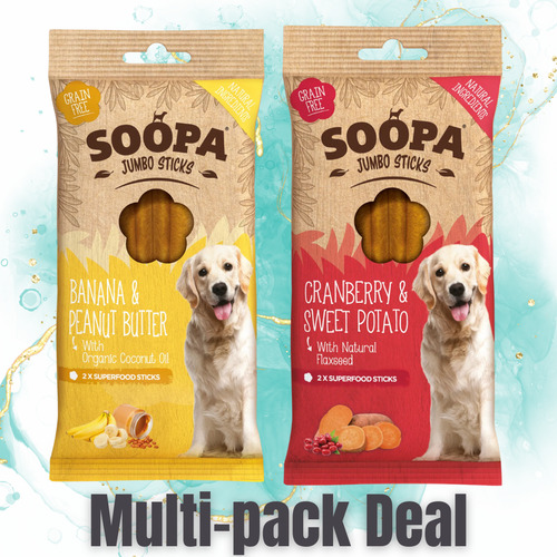 X2 PACKS NEW SOOPA JUMBO DENTAL STICKS DOG TREAT REWARD CHEW TEETH PET