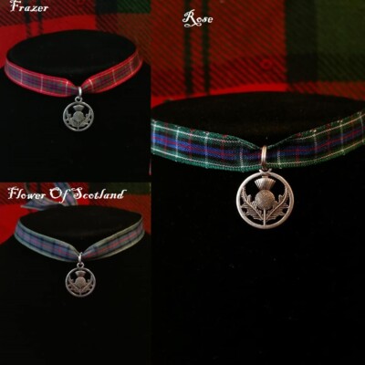 Scottish Tartan Thistle Necklace and brooch pin Burn's Night