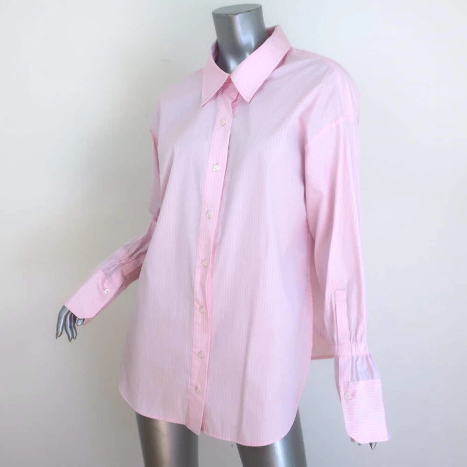 A.L.C. Camisa Manga Campana Monica Rosa Rayas Algodón Talla 0 Top Manga Larga NUEVA Foto 3 de 4