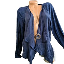 Sheego Bolero Chiffon zum Binden Damen Cardigan blau marine  739 (820) NEU