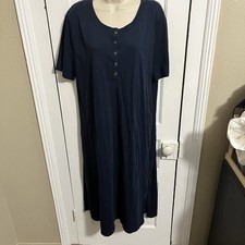 J. Crew Women’s Midi Henley Knit T-Shirt Dress Navy Blue XL J