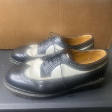 Dr. Martens 3989/59 Made in England Vintage Wingtip Brogue Black White Mens 9