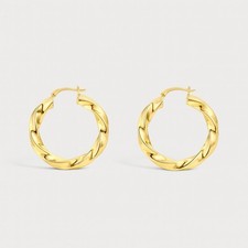18K Gold Filled Twisted Hoop Earrings