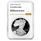 2005-W $1 1-oz Proof American Silver Eagle NGC PF69UC Brown Label