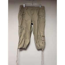 Christopher Banks Khaki Cargo Capri Pants Stretch Women Size 12