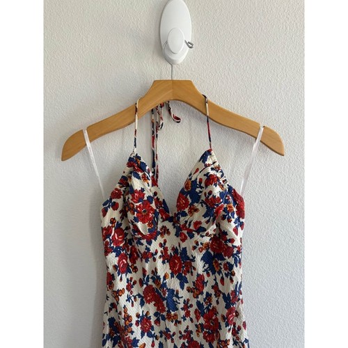 Betsey Johnson Vintage Women’s Silk Floral Dainty Midi Halter Dress Sz 8 - Picture 2 of 6