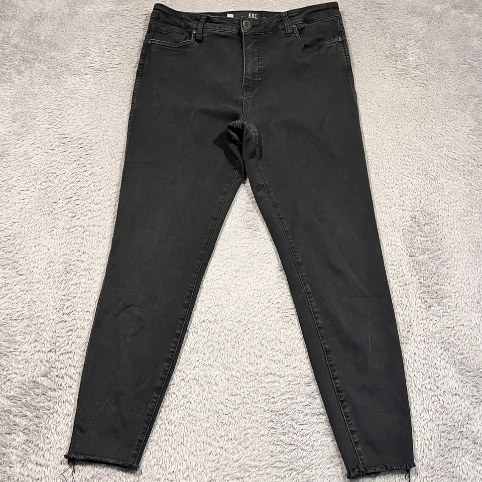 Pantalones de mezclilla ajustados al tobillo negros talla 12 32x27 Kut From The Kloth Donna Fab Ab Foto 2 de 4