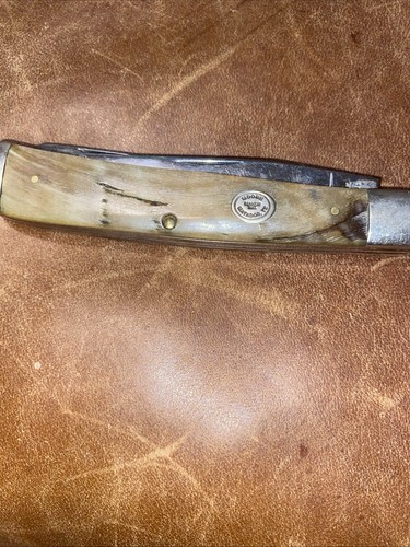 MOORE MAKER-8202-2008-TX LONGHORN SCALES-TRAPPER-FOLDING KNIFE-CASE-MATADOR TX