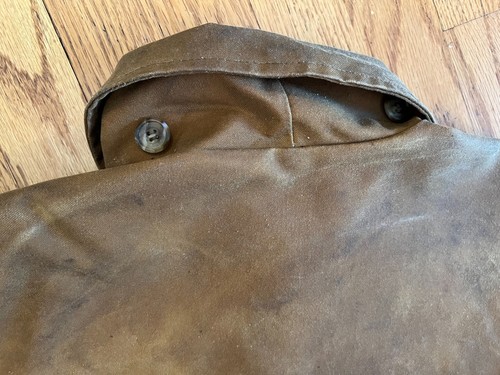 VTG Filson Brown Khaki Waxed Canvas Tin Cloth Field Jacket Sie Large WORN AS IS - Picture 22 of 24