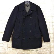 J.Crew Dock Peacoat Mens S Navy Blue 100% Wool Thinsulate Nautical Winter 05536