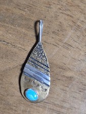 Native American Style Pendant Turquoise 12K GF Handmade Artisan M B Jewelry