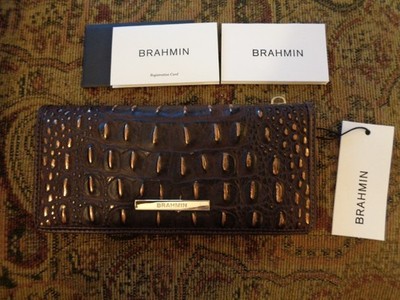 NWT! Brahmin Ady Wallet Cocoa Folly Leather, Bi-Fold Snap, New with Tag