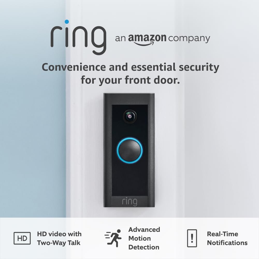 Ring Video Doorbell Wired 1080p HD Smart Home Security Black