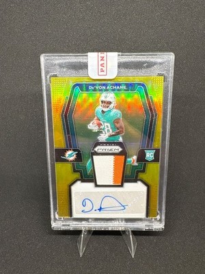 2023 Panini Prizm De'Von Achane Gold Prizm RPA /10   Rookie Patch Auto