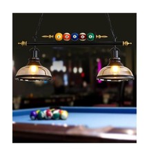 31in Pool Table Light Hanging Billiard Ball Design Pendant with 2 Glass Shades