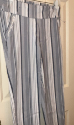 SOHO Apparel Ltd Striped Pull On Pants Womens Size Medium Blue White Casual