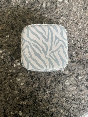 Milly Jewelry Box Mini Blue Zebra Travel Case Bijoux Organizer Faux Leather Cube