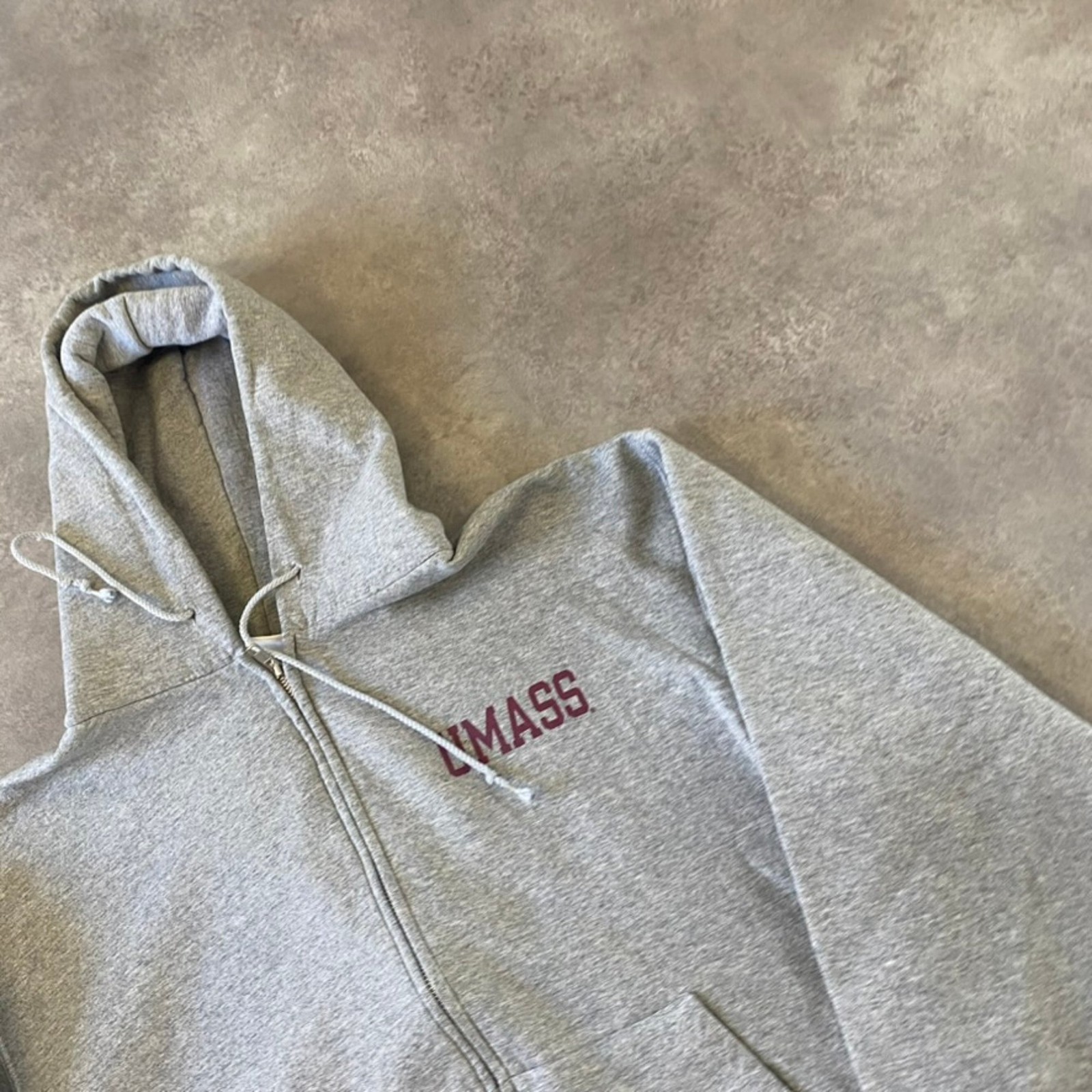Champion UMass Full Zip Hoodie Mens Medium Y2K Boxy Fit Sweatshirt, Grey image 3