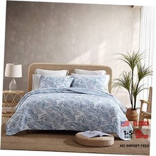 - Quilt Set, Reversible Cotton Bedding with Matching Queen Medium Blue/White