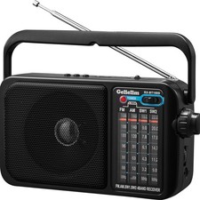 AM FM Radio Portable Plug in Wall or AA Battery Operated for Home/Outdoor, Bl...
