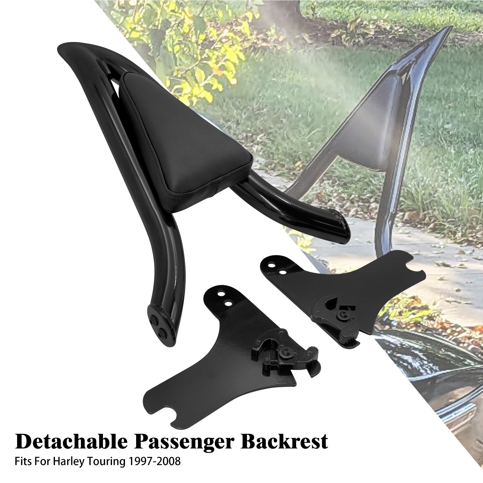 Black Detachable Backrest Sissy Bar For Harley Touring Road King Glide 1997-2008