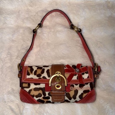 Rare Y2K Vintage Coach Ocelot Leopard Calfhair Suede Trim 8A32