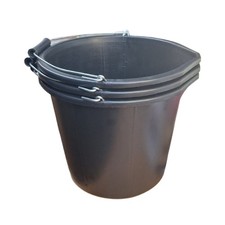 3x Heavy Duty Black Plastic Buckets for Builders / Equestrian 15 Ltr / 3 Gal